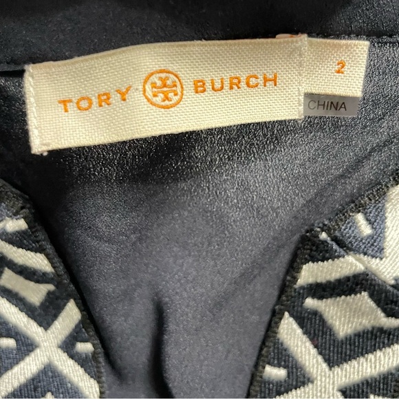TORY BURCH NAVY EMBROIDERED TAPED TUNIC SIZE 2 - Picture 9 of 12